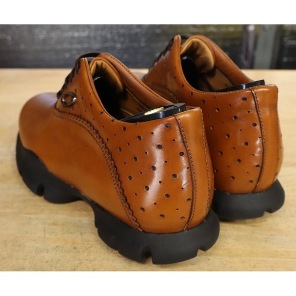 Vintage Oakley Tuxedo Golf Shoes Mens Size 7 W Brown Leather Made in Italy Cleat main image 12